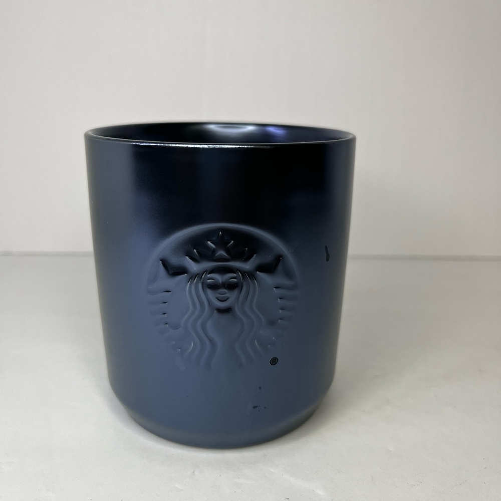 Starbucks Blue Iridescent Embossed Mermaid Logo Tumbler‎ Mug Cup No Handle 8 oz